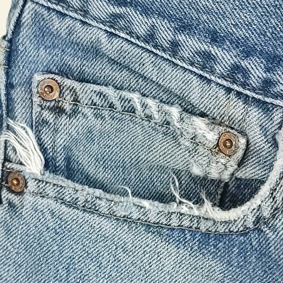 Levi's 505 Denim Jeans Men's 34x30 Blue With Fade Distressed Destroyed - Picture 12 of 15